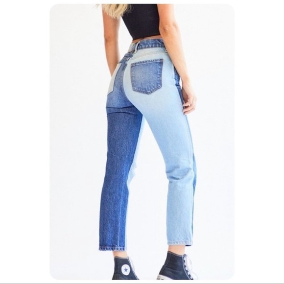 Revice Jeans Women Size 25 Straight Dream Fit Color Block two tone Distressed C - Picture 2 of 11